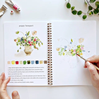 Bouquets Watercolor Workbook – 12 Beginner Floral Illustrations by Emily Lex