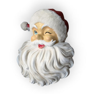 36" Vintage Inspired Winking Jolly Santa Face with Hat - Made of Resin - JSQ Mercantile