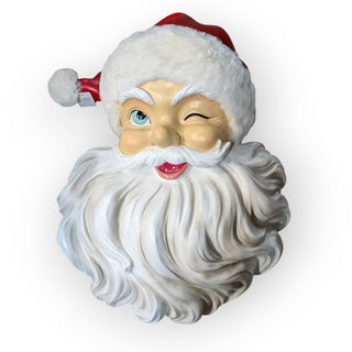 36" Vintage Inspired Winking Jolly Santa Face with Hat - Made of Resin - JSQ Mercantile
