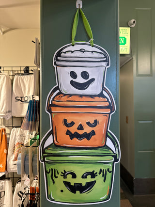 Happy Halloween Buckets Door Hanger Cute Ghost Fall Decor - JSQ Mercantile