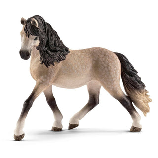 Horse figurine with a long black mane on a white background