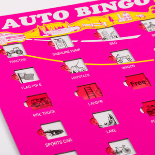 Auto Road Trip Bingo Card - Pink