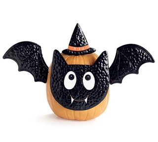 Reuseable Bat Decorating Pumpkin Kit – Hand-Painted Black Tin (Set of 4 Items)