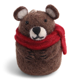 Brown Bear w/Scarf Felt Ornament