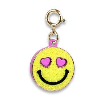 Gold Glitter Smiley Face Charm - Charm It