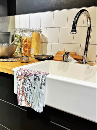Chicago Illinois Map Waffle Weave Kitchen Towel Tea Towel, 16" x 24" | JSQ Mercantile – Women’s Boutique & Gift Shop in La Grange, IL