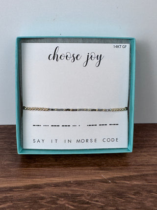 Choose Joy Morse Code Bracelet | Gold
