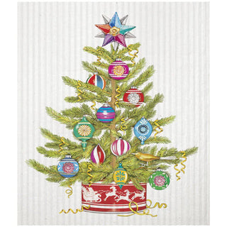 Christmas Tree with Vintage Ornaments Sponge Cloth