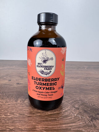 8 oz Bottle of Elderberry Tumeric Oxymel