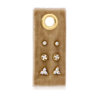Everyday Brilliance: Cubic Zarconia Stud Earring Set of 3