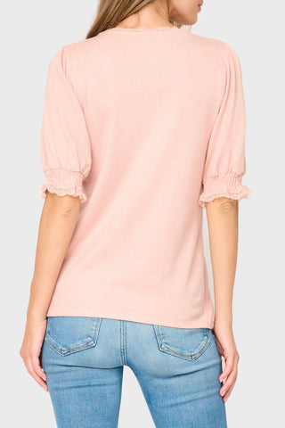 Luxe Lace Trim V-Neck Lightweight Sweater