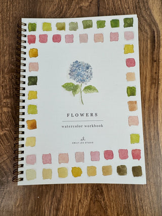 Flowers watercolor workbook with step-by-step instructions for beginners to paint floral illustrations by Emily Lex – JSQ Mercantile women’s boutique and gift shop in La Grange, IL