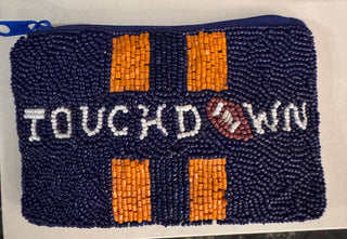 Football touchdown Beaded Coin Purse with Zipper