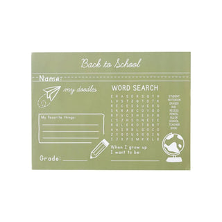 BACK TO SCHOOL GREEN CHALKBOARD PLACEMAT - OCCASIONS BY SHAKIRA - JSQ Mercantile