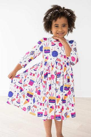 Happy Birthday 3/4 Sleeve Pocket Twirl Dress – Celebrate in Style