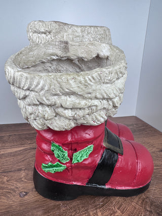 12” Ceramic Santa Boots with Buckles | Plant Holder