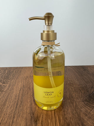 Lemon Leaf Large Hand Wash in Glass Soap Dispenser - JSQ Mercantile