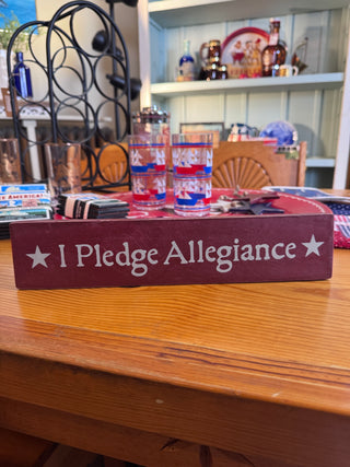 I Pledge Allegiance - Red Wooden Sign 2.75x13