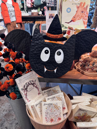 Reuseable Bat Decorating Pumpkin Kit – Hand-Painted Black Tin (Set of 4 Items)
