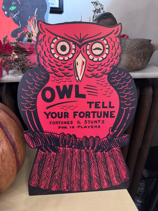 Vintage Owl Fortune Dummy Board – Halloween Freestanding Décor