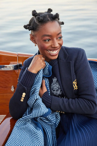 Harborview Herringbone Navy Blanket | Chappy Wrap