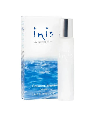 Inis cologne spray bottle with packaging on a white background