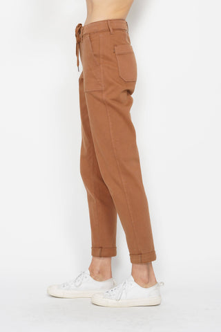 Judy Blue Burnt Orange High-Waisted Garment-Dyed Cuffed Joggers