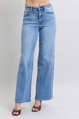 Light blue jeans worn by a person with heels - JSQ Mercantile in La Grange IL