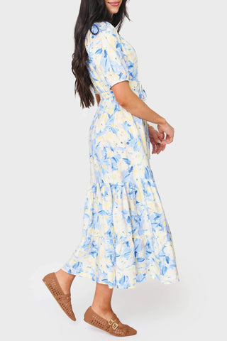 Kira Romantic Drawstring Midi Dress