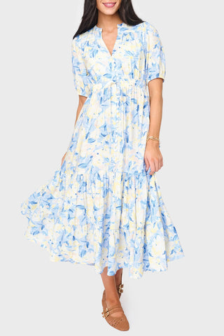 Kira Romantic Drawstring Midi Dress