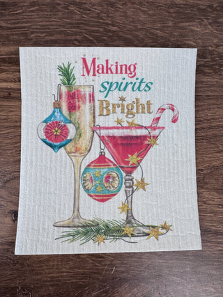 Making Spirits Bright Holiday Sponge Cloth