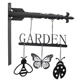 Metal Garden Sgn with Bee, Butterfly and Ladybug Charms