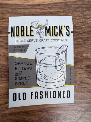 Old Fashioned Single Serve Craft Cocktail Mix by Noble Micks displayed at JSQ Mercantile – a women’s boutique and gift shop in La Grange, IL.