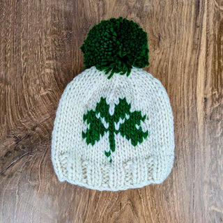 Shamrock St. Patrick's Day Hand Knit Beanie Hat - JSQ Mercantile