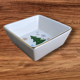 3" x 3" Christmas Tree Square Dish for Dips and Sweets - JSQ Mercantile
