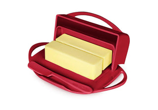Butterie® Butter Dish, 2-Stick Caddy or Irish Butter Stick, Flip-Top Lid and Matching Spreader - JSQ Mercantile