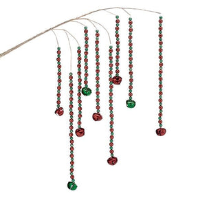 25" Red and Green Beaded Spray with Bells
