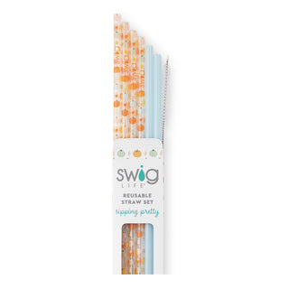 Swig Pumpkin Spice + Light Blue Reusable Straw Set - JSQ Mercantile