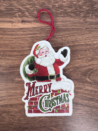 Santa in chimney Merry Christmas wooden ornament – JSQ Mercantile – a women’s boutique and gift shop in La Grange, IL