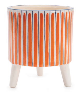 Striped Dolomite Containers – Set of 2 | Perfect for Potted or Faux Plants