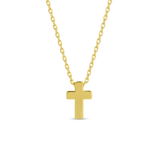 Small Simple Cross Necklace | Gold