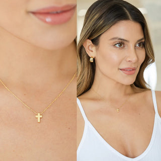 Small Simple Cross Necklace | Gold