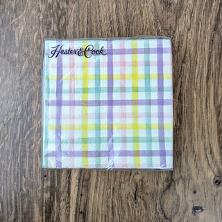 Hester & Cook Spring Plaid Cocktail Napkin