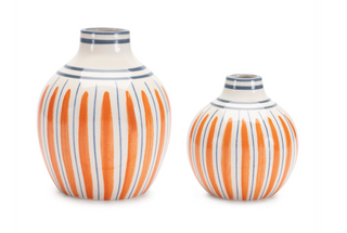 Striped Dolomite Vase Set - Set of 2