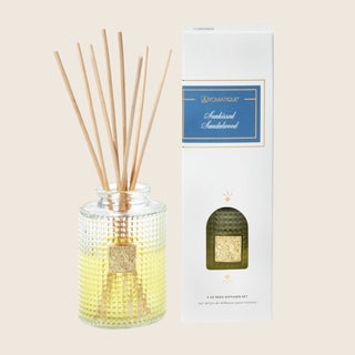 Aromatique Sunkissed Sandalwood Reed Diffuser Set in Textured Glass Container