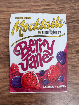 The Berry Jane Single Serve Craft Mocktail packet by Noble Micks displayed at JSQ Mercantile – a women’s boutique and gift shop in La Grange, IL.