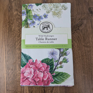 Wild Hydrangea Cotton Table Runner | Michele Design Works