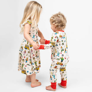 Arthur™ Back to School Short Sleeve Twirl Dress 2-3 T with little boy in pajamas