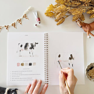 Farm Watercolor Workbook – 12 Beginner Farm Illustrations by Emily Lex