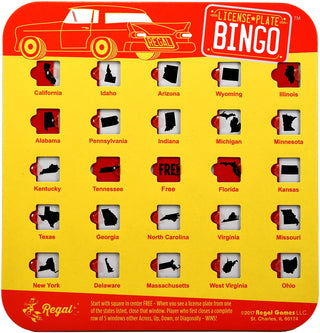 Travel License Plate Bingo Cards